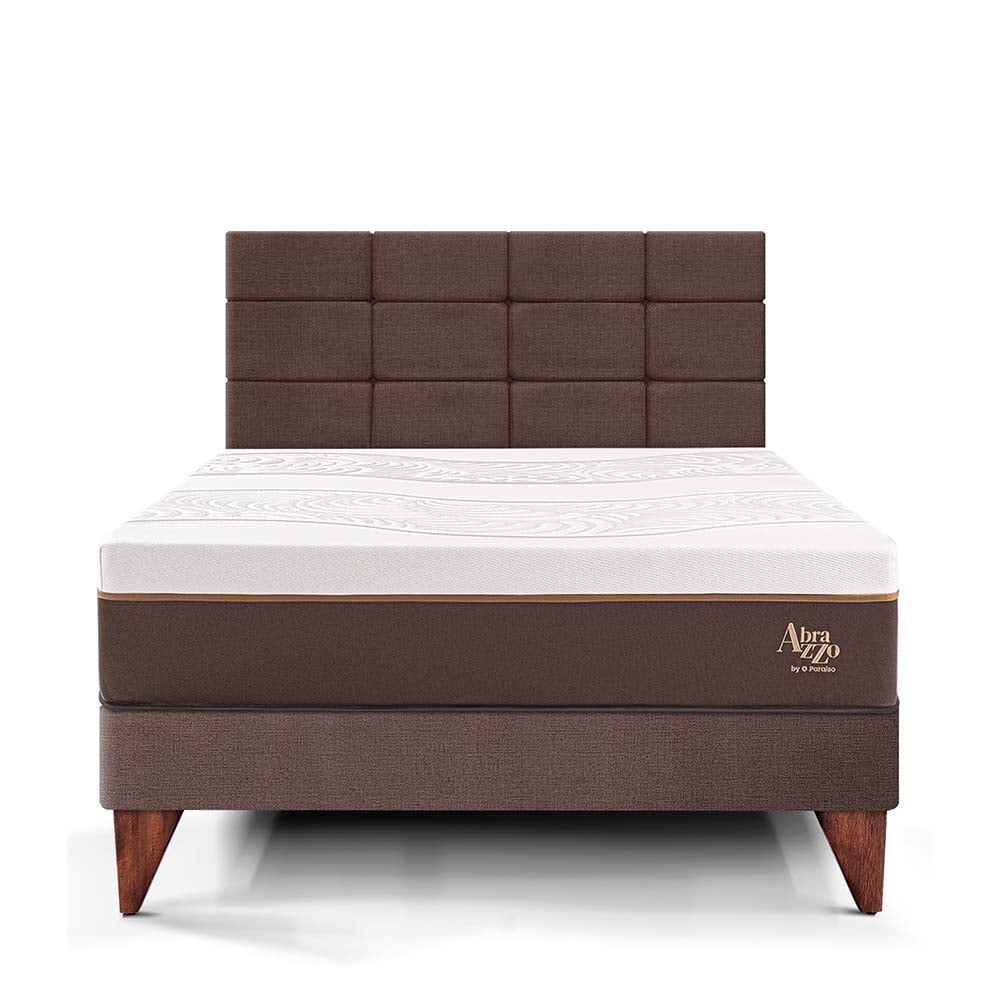 DORMITORIO EUROPEO PARAÍSO ROYAL ABRAZZO 2 PLAZAS CHOCOLATE + CABECERA BLOCKS + 2 ALMOHADAS VISCOELÁSTICAS - 3