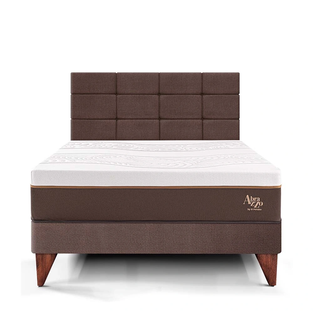 DORMITORIO EUROPEO PARAÍSO ROYAL ABRAZZO 2 PLAZAS CHOCOLATE + CABECERA BLOCKS + 2 ALMOHADAS VISCOELÁSTICAS - 3