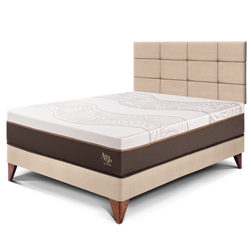 DORMITORIO EUROPEO PARAÍSO ROYAL ABRAZZO 2 PLAZAS CHAMPAGNE + CABECERA BLOCKS + 2 ALMOHADAS VISCOELÁSTICAS - 1