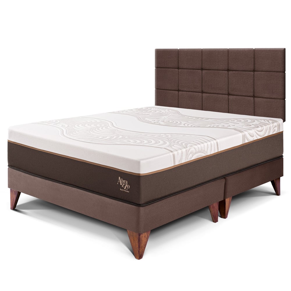 DORMITORIO EUROPEO PARAÍSO ROYAL ABRAZZO QUEEN CHOCOLATE + CABECERA BLOCKS + 2 ALMOHADAS VISCOELÁSTICAS - 1