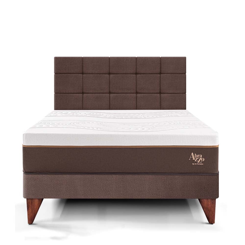 DORMITORIO EUROPEO PARAÍSO ROYAL ABRAZZO QUEEN CHOCOLATE + CABECERA BLOCKS + 2 ALMOHADAS VISCOELÁSTICAS - 3
