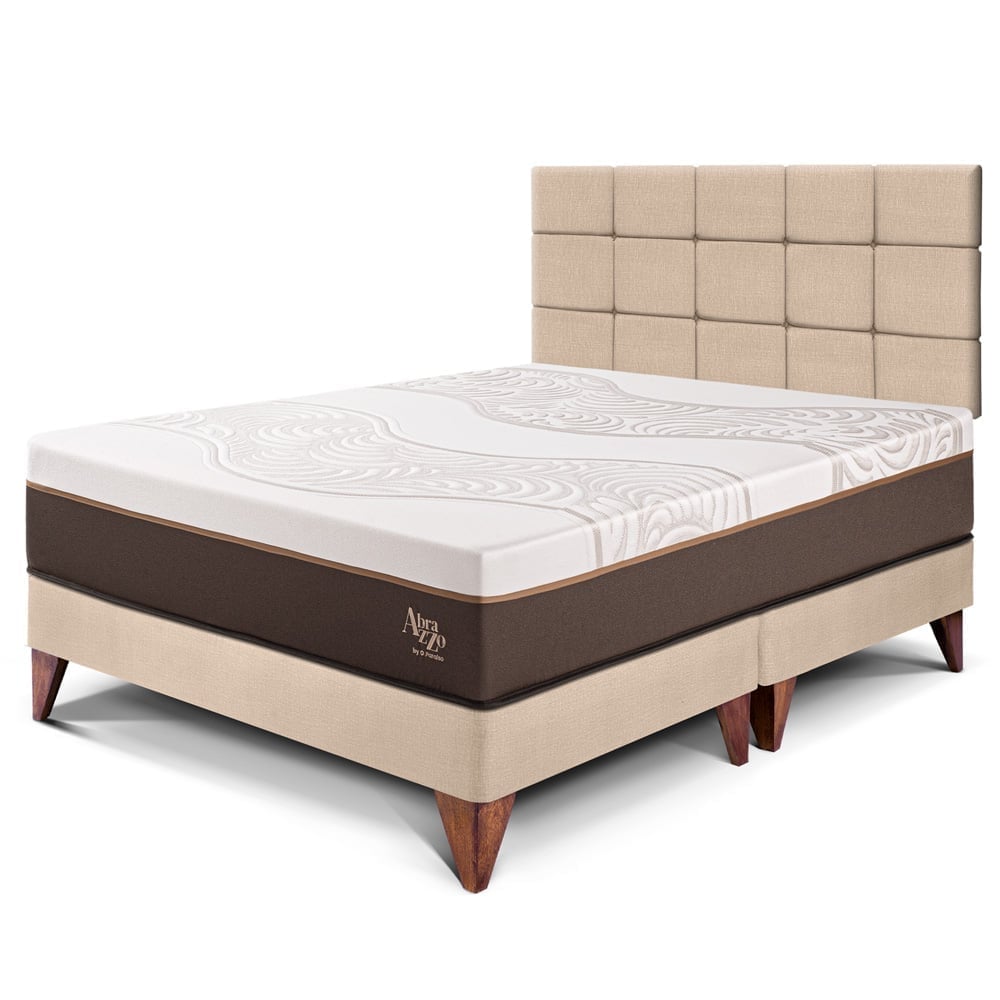 DORMITORIO EUROPEO PARAÍSO ROYAL ABRAZZO QUEEN CHAMPAGNE + CABECERA BLOCKS + 2 ALMOHADAS VISCOELÁSTICAS - 1