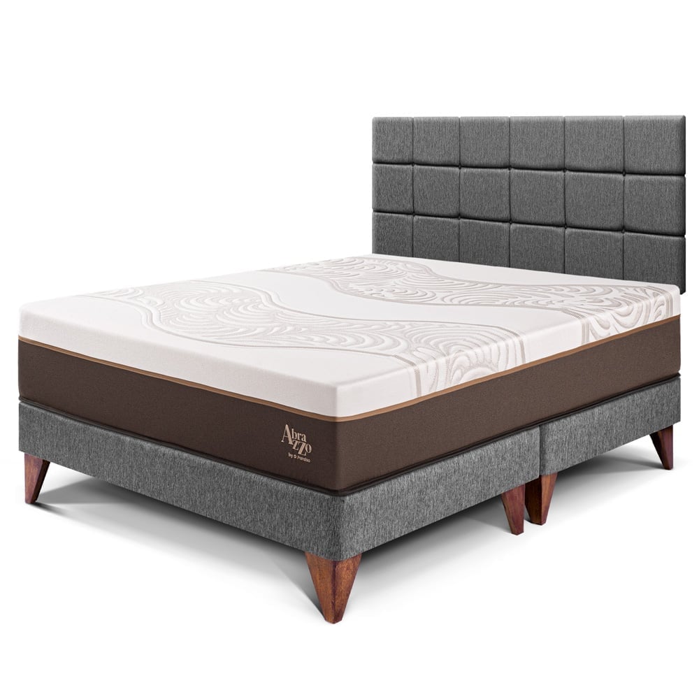 DORMITORIO EUROPEO PARAÍSO ROYAL ABRAZZO KING GRIS + CABECERA BLOCKS + 2 ALMOHADAS VISCOELÁSTICAS - 1
