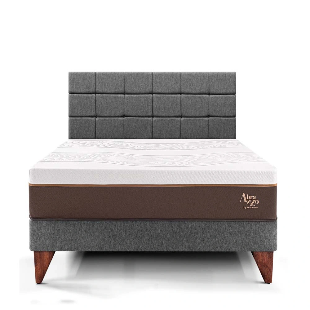 DORMITORIO EUROPEO PARAÍSO ROYAL ABRAZZO KING GRIS + CABECERA BLOCKS + 2 ALMOHADAS VISCOELÁSTICAS - 3