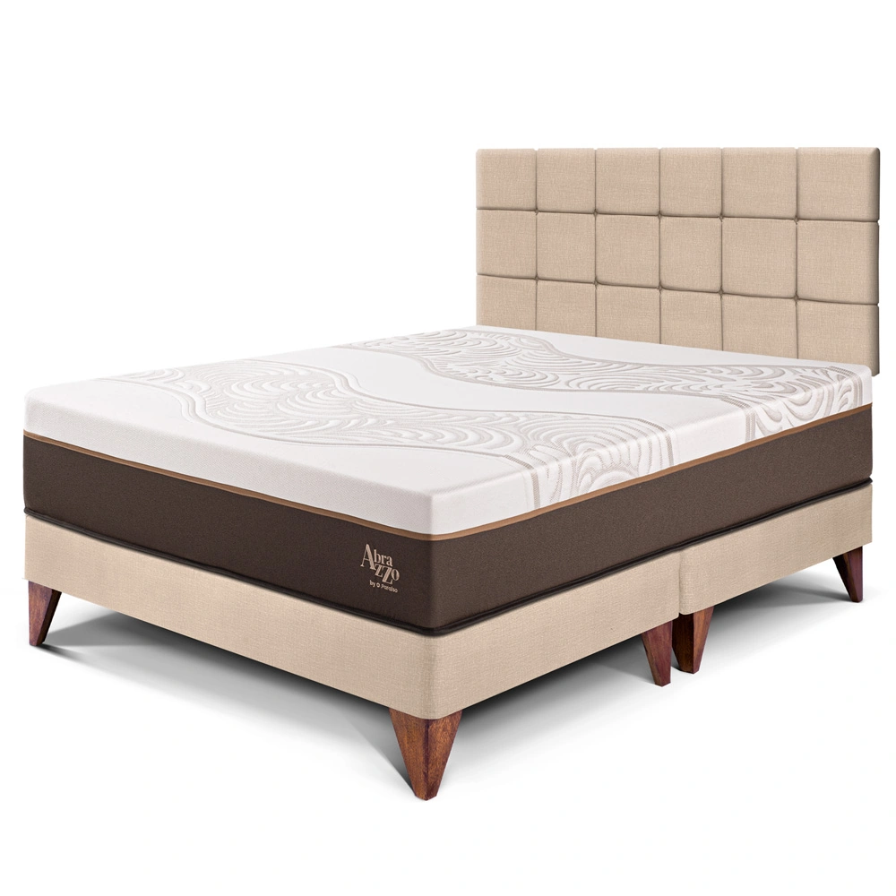 DORMITORIO EUROPEO PARAÍSO ROYAL ABRAZZO KING CHAMPAGNE + CABECERA BLOCKS + 2 ALMOHADAS VISCOELÁSTICAS - 1