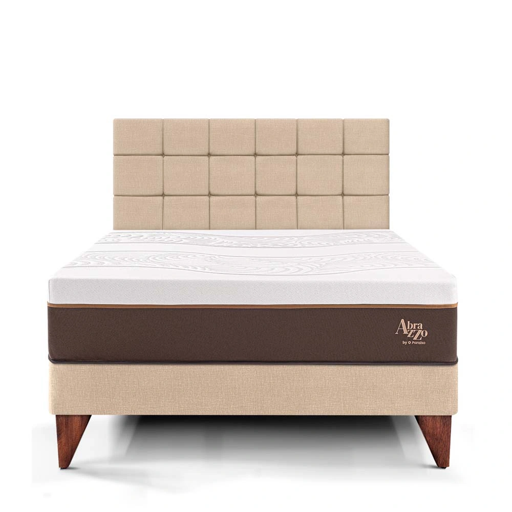 DORMITORIO EUROPEO PARAÍSO ROYAL ABRAZZO KING CHAMPAGNE + CABECERA BLOCKS + 2 ALMOHADAS VISCOELÁSTICAS - 3