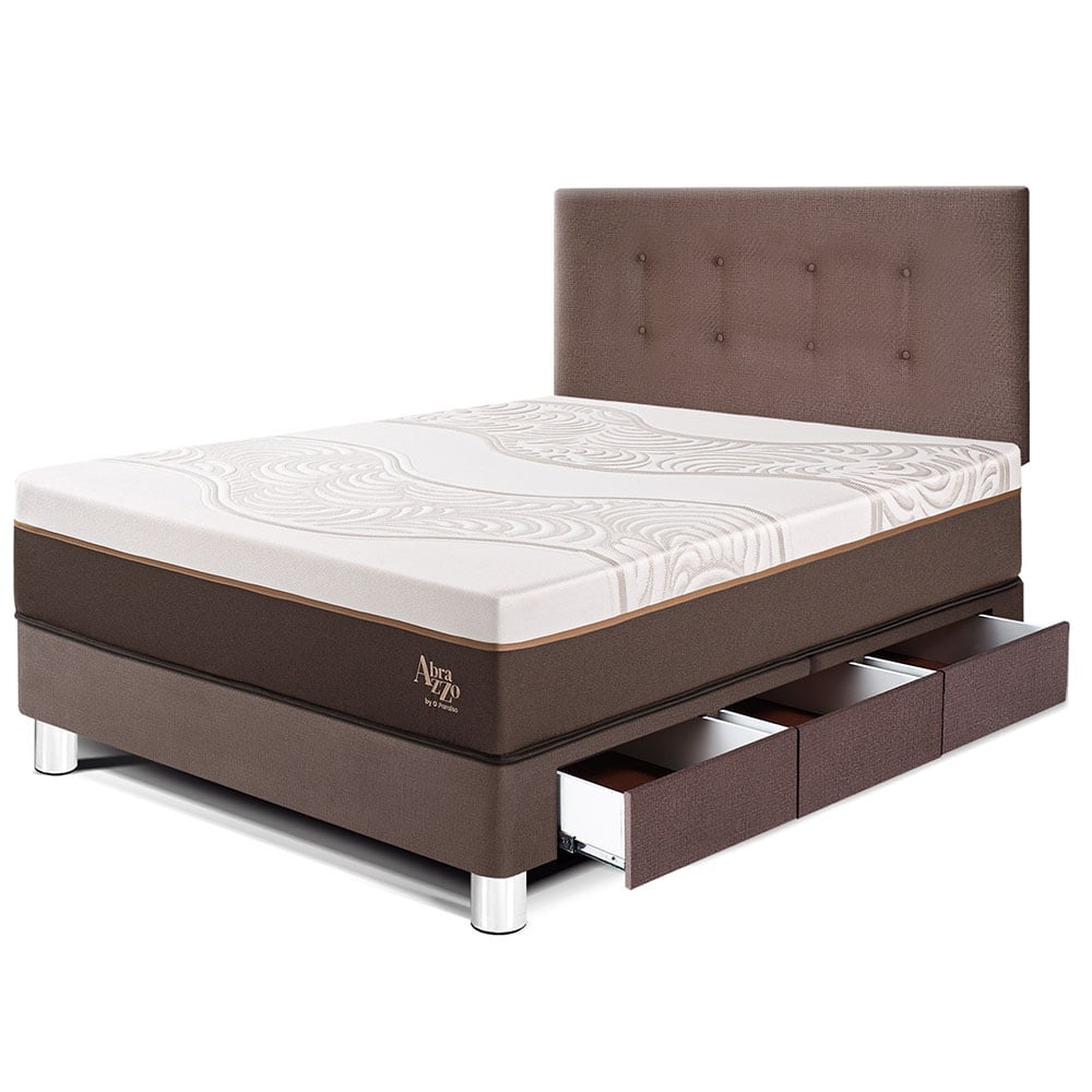 DORMITORIO CON CAJONES PARAÍSO ROYAL ABRAZZO 1.5 PLAZAS CHOCOLATE + 1 ALMOHADA VISCOELÁSTICA - 1