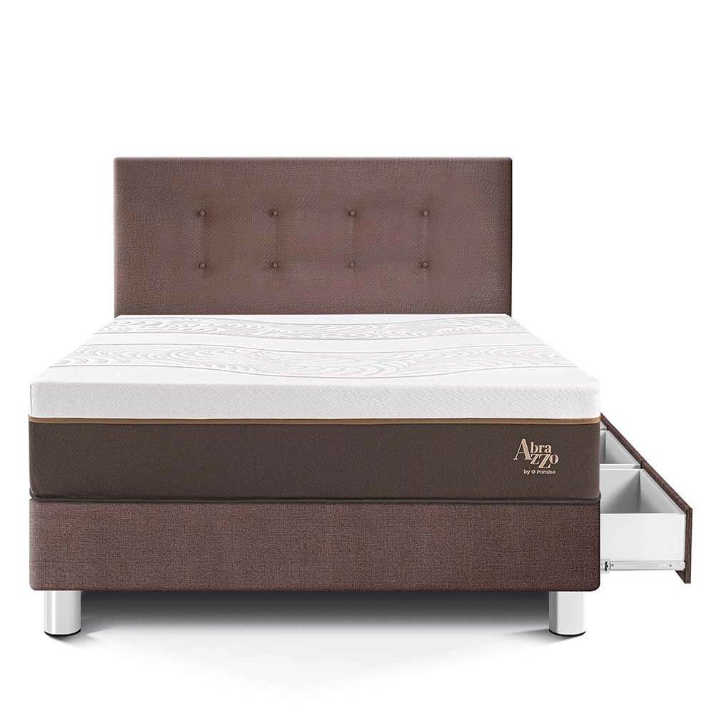 DORMITORIO CON CAJONES PARAÍSO ROYAL ABRAZZO 1.5 PLAZAS CHOCOLATE + 1 ALMOHADA VISCOELÁSTICA - 3