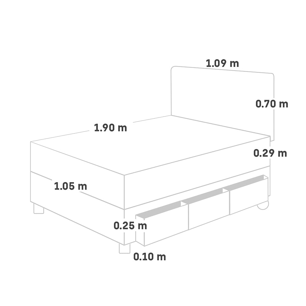 DORMITORIO CON CAJONES PARAÍSO ROYAL ABRAZZO 1.5 PLAZAS CHAMPAGNE + 1 ALMOHADA VISCOELÁSTICA - 5