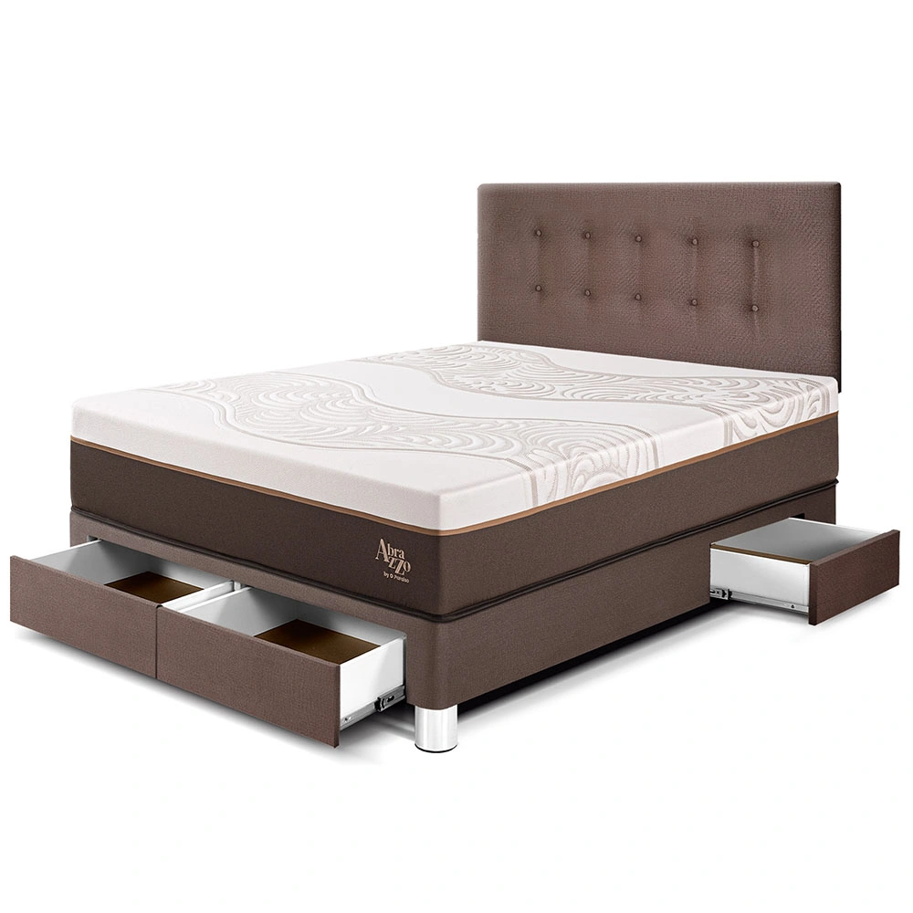 DORMITORIO CON CAJONES PARAÍSO ROYAL ABRAZZO 2 PLAZAS CHOCOLATE + 2 ALMOHADAS VISCOELÁSTICAS - 1