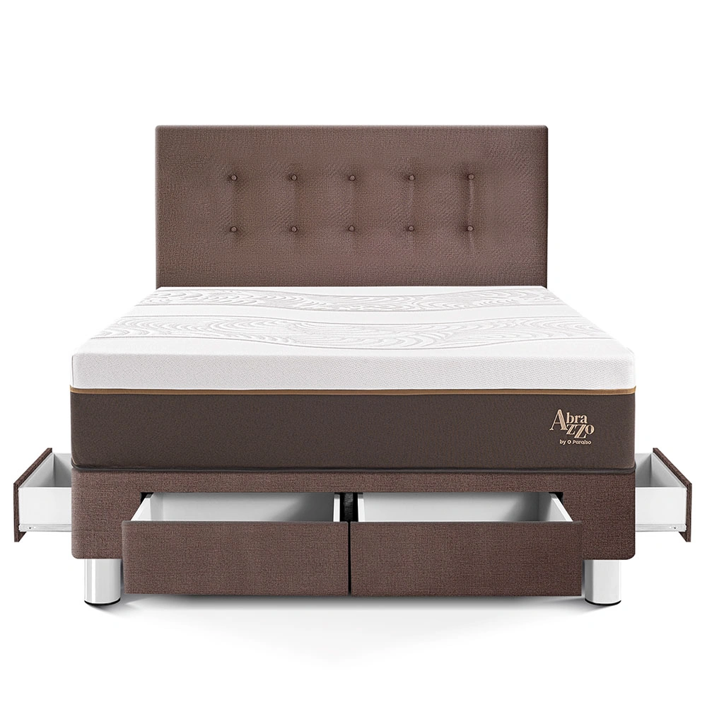 DORMITORIO CON CAJONES PARAÍSO ROYAL ABRAZZO 2 PLAZAS CHOCOLATE + 2 ALMOHADAS VISCOELÁSTICAS - 3