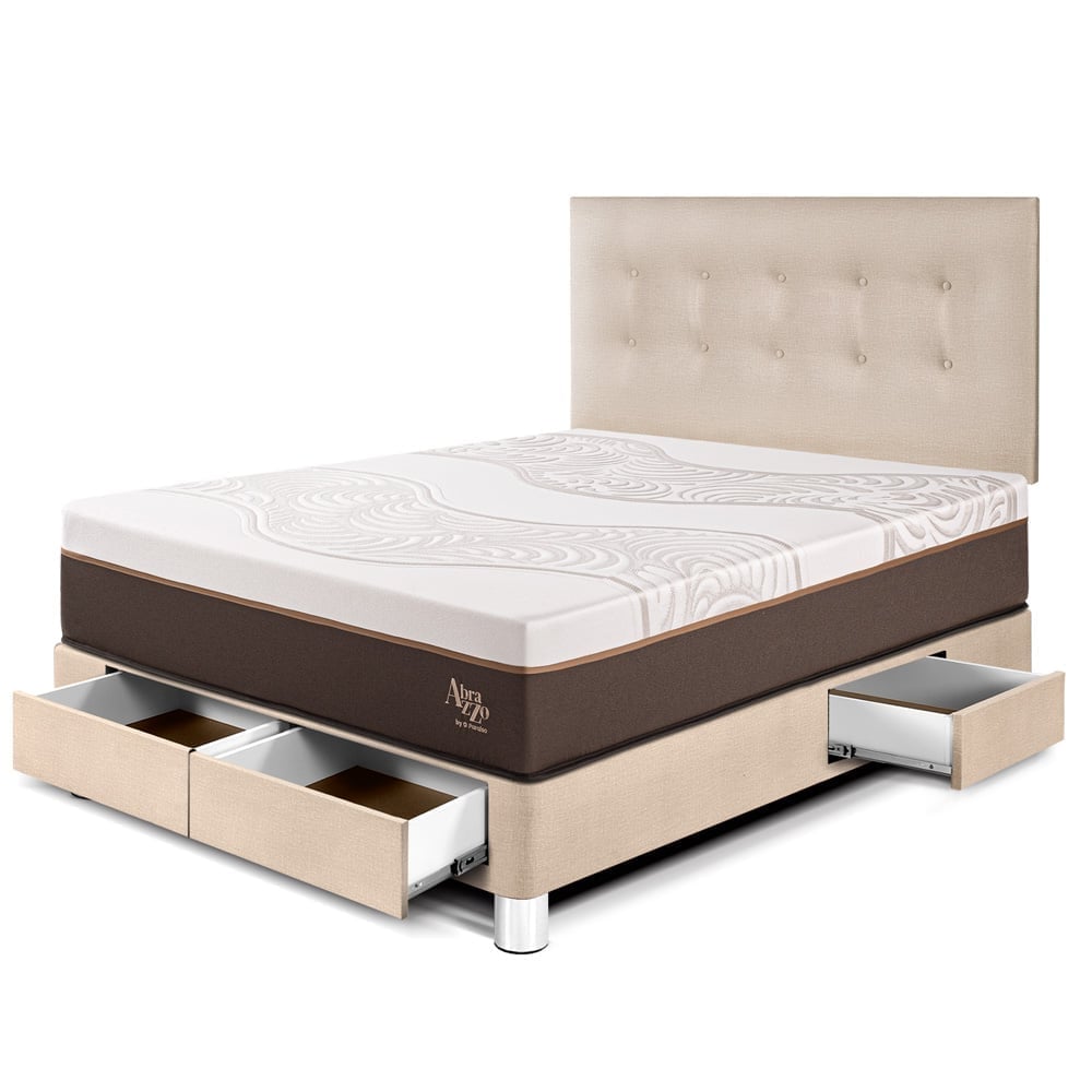 DORMITORIO CON CAJONES PARAÍSO ROYAL ABRAZZO 2 PLAZAS CHAMPAGNE + 2 ALMOHADAS VISCOELÁSTICAS - 1