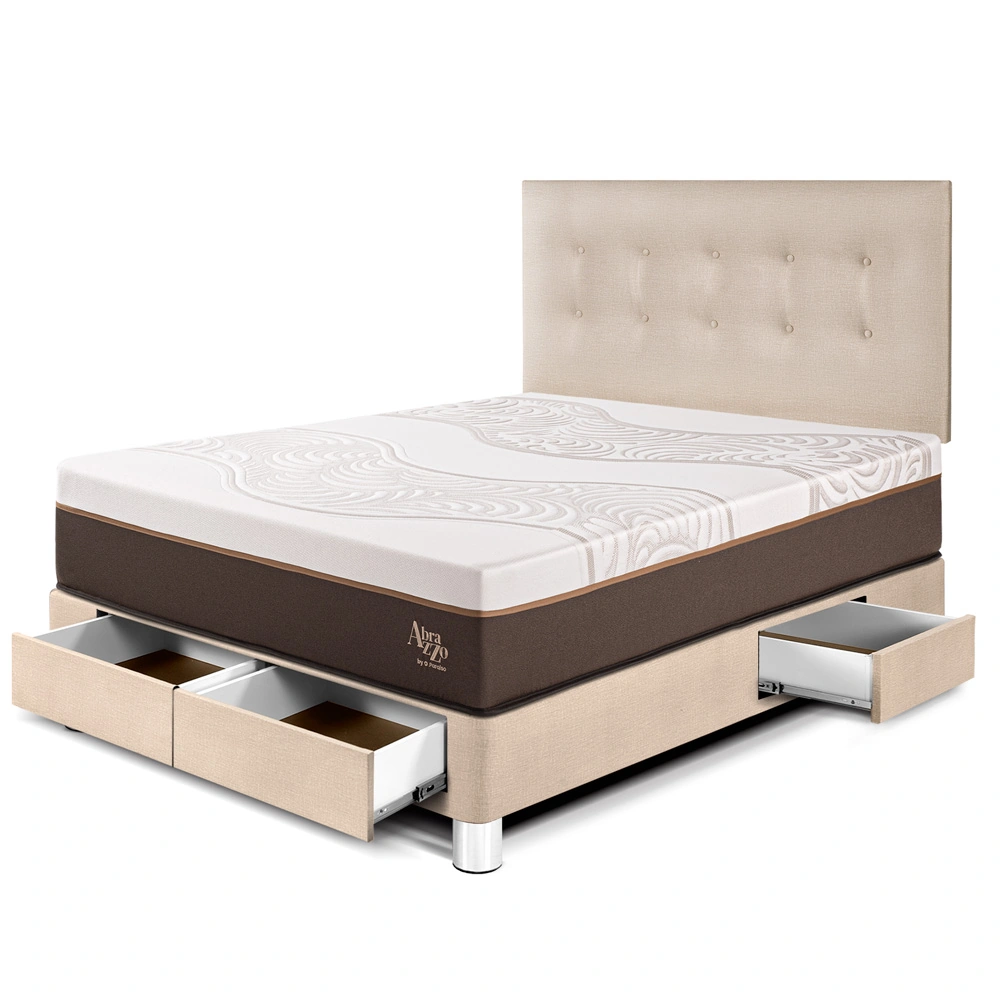 DORMITORIO CON CAJONES PARAÍSO ROYAL ABRAZZO 2 PLAZAS CHAMPAGNE + 2 ALMOHADAS VISCOELÁSTICAS - 1