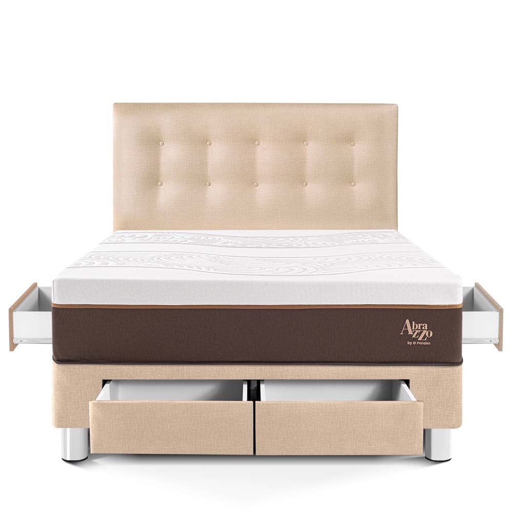 DORMITORIO CON CAJONES PARAÍSO ROYAL ABRAZZO 2 PLAZAS CHAMPAGNE + 2 ALMOHADAS VISCOELÁSTICAS - 3