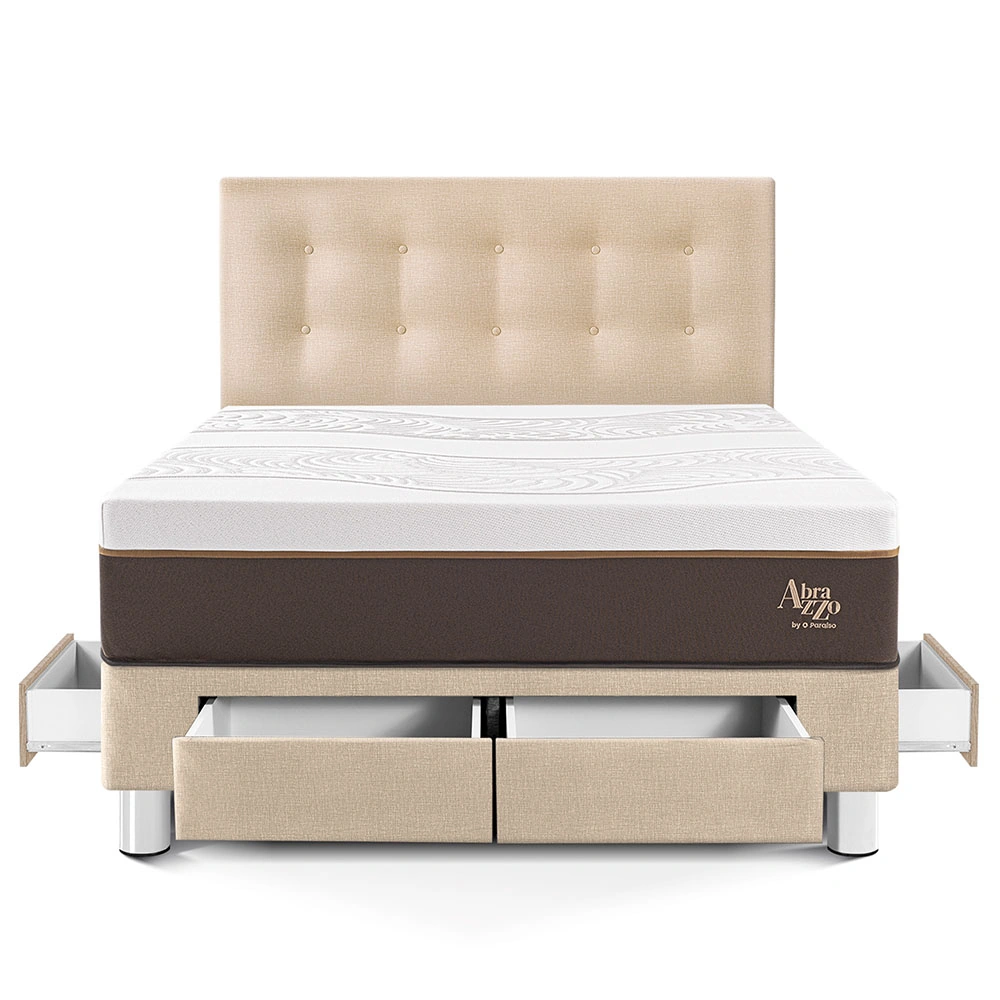 DORMITORIO CON CAJONES PARAÍSO ROYAL ABRAZZO 2 PLAZAS CHAMPAGNE + 2 ALMOHADAS VISCOELÁSTICAS - 3