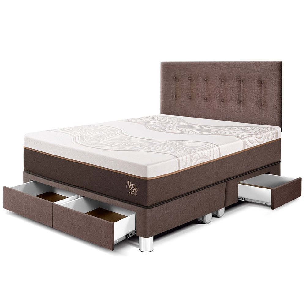 DORMITORIO CON CAJONES PARAÍSO ROYAL ABRAZZO QUEEN CHOCOLATE + 2 ALMOHADAS VISCOELÁSTICAS - 1
