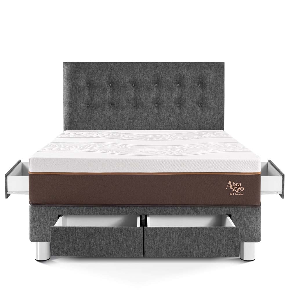 DORMITORIO CON CAJONES PARAÍSO ROYAL ABRAZZO QUEEN GRIS + 2 ALMOHADAS VISCOELÁSTICAS - 3