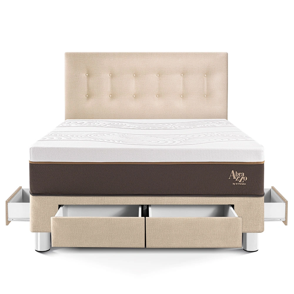 DORMITORIO CON CAJONES PARAÍSO ROYAL ABRAZZO QUEEN CHAMPAGNE + 2 ALMOHADAS VISCOELÁSTICAS - 3