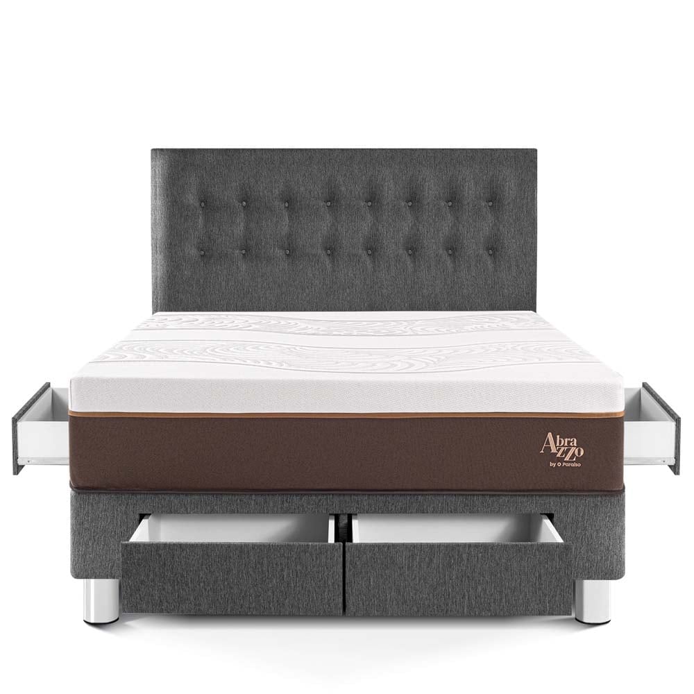 DORMITORIO CON CAJONES PARAÍSO ROYAL ABRAZZO KING GRIS + 2 ALMOHADAS VISCOELÁSTICAS - 3