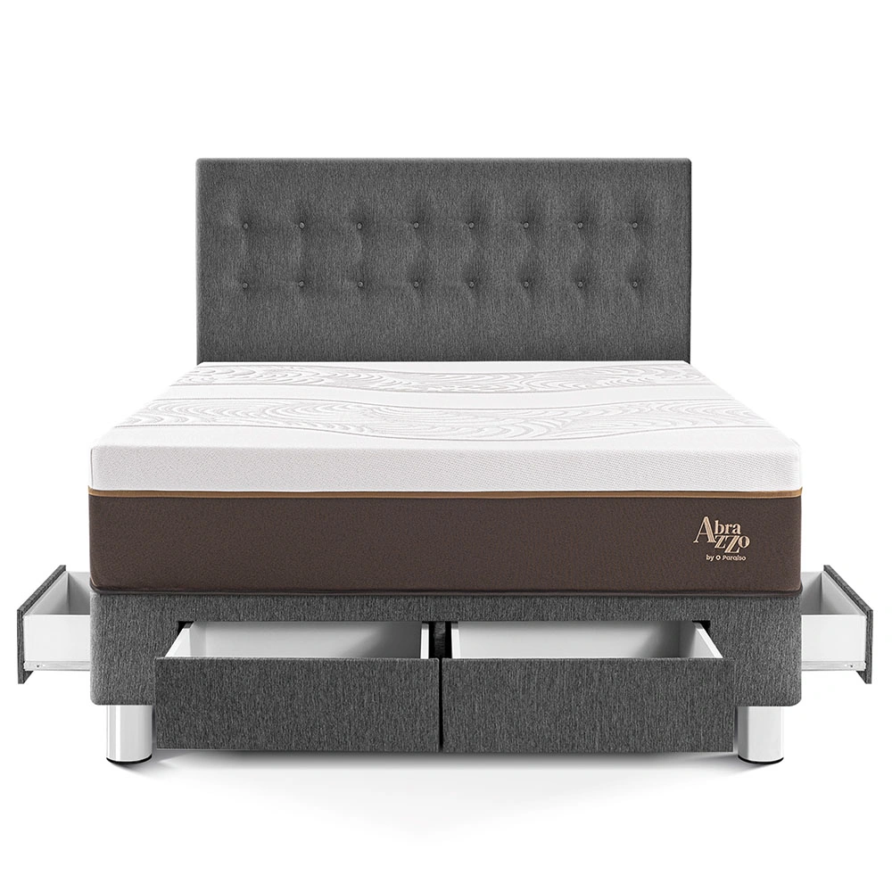 DORMITORIO CON CAJONES PARAÍSO ROYAL ABRAZZO KING GRIS + 2 ALMOHADAS VISCOELÁSTICAS - 3