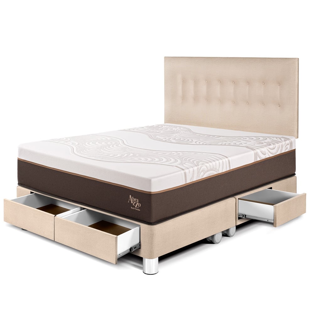 DORMITORIO CON CAJONES PARAÍSO ROYAL ABRAZZO KING CHAMPAGNE + 2 ALMOHADAS VISCOELÁSTICAS - 1
