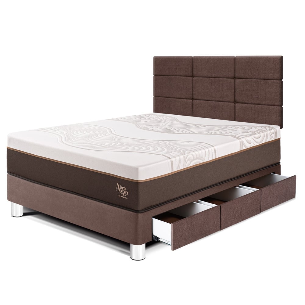 DORMITORIO CON CAJONES PARAÍSO ROYAL ABRAZZO 1.5 PLAZAS CHOCOLATE + CABECERA BLOCKS + 1 ALMOHADA VISCOELÁSTICA - 1
