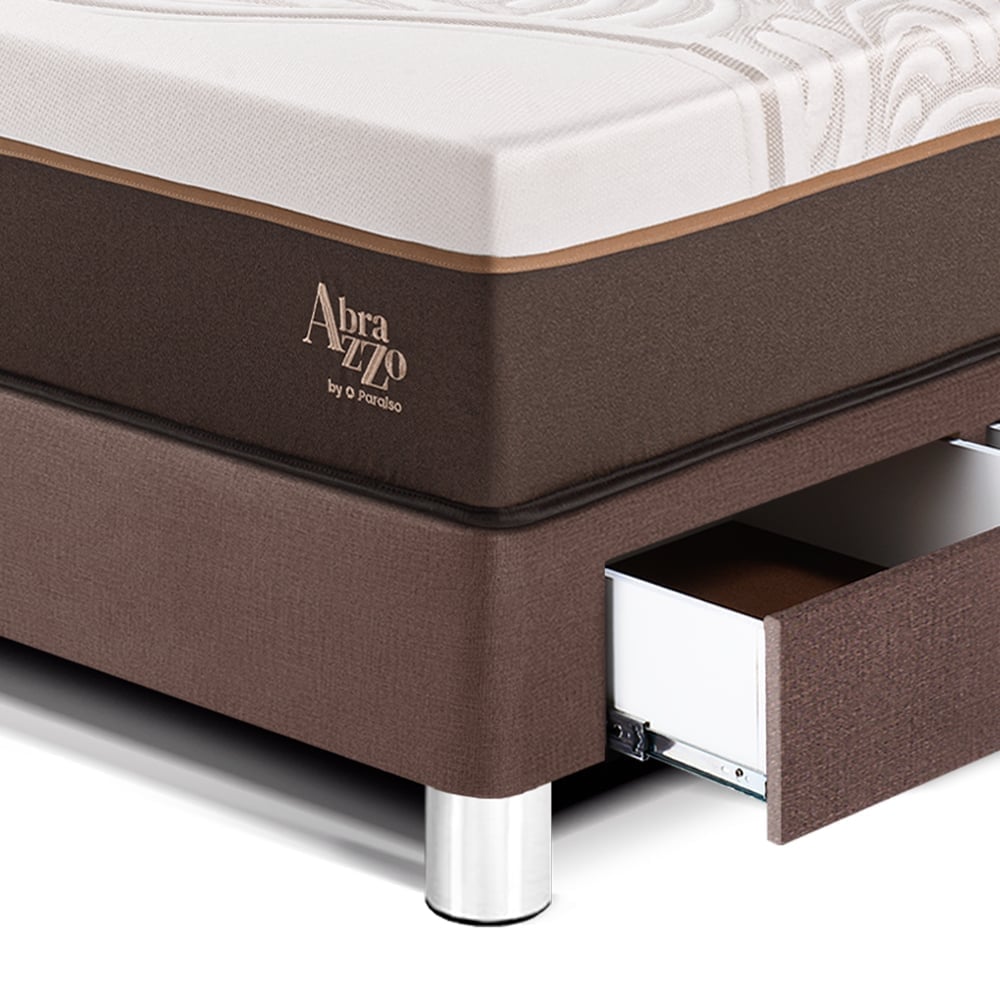 DORMITORIO CON CAJONES PARAÍSO ROYAL ABRAZZO 1.5 PLAZAS CHOCOLATE + CABECERA BLOCKS + 1 ALMOHADA VISCOELÁSTICA - 2
