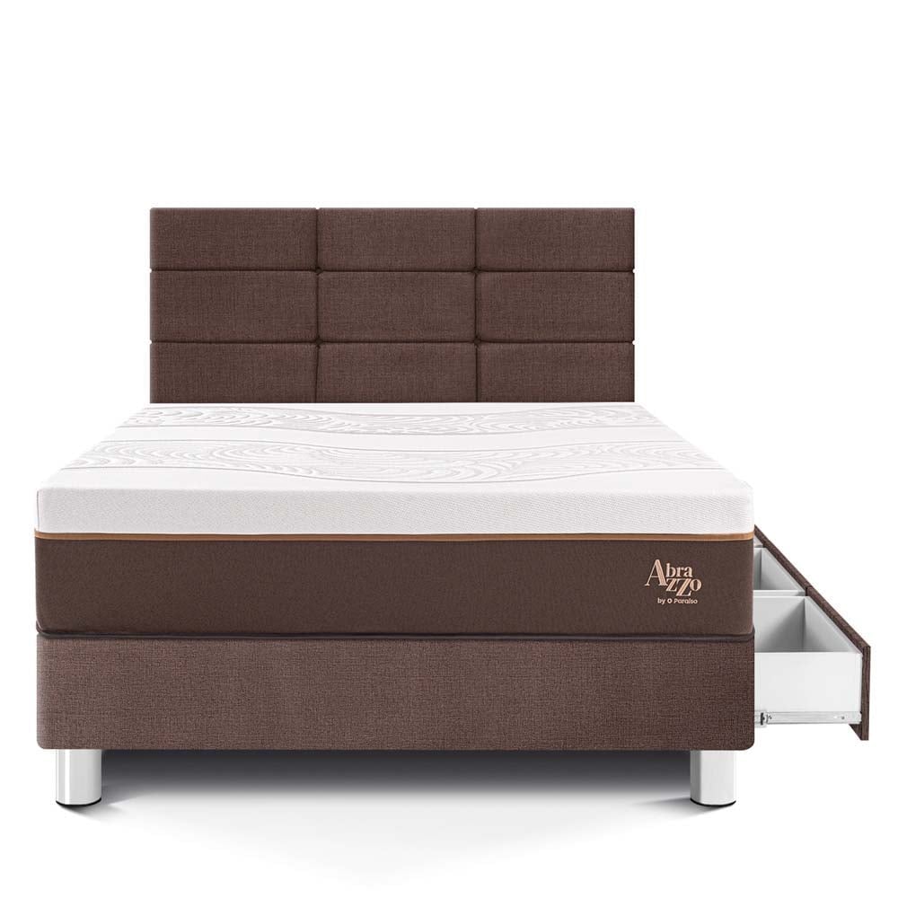 DORMITORIO CON CAJONES PARAÍSO ROYAL ABRAZZO 1.5 PLAZAS CHOCOLATE + CABECERA BLOCKS + 1 ALMOHADA VISCOELÁSTICA - 3