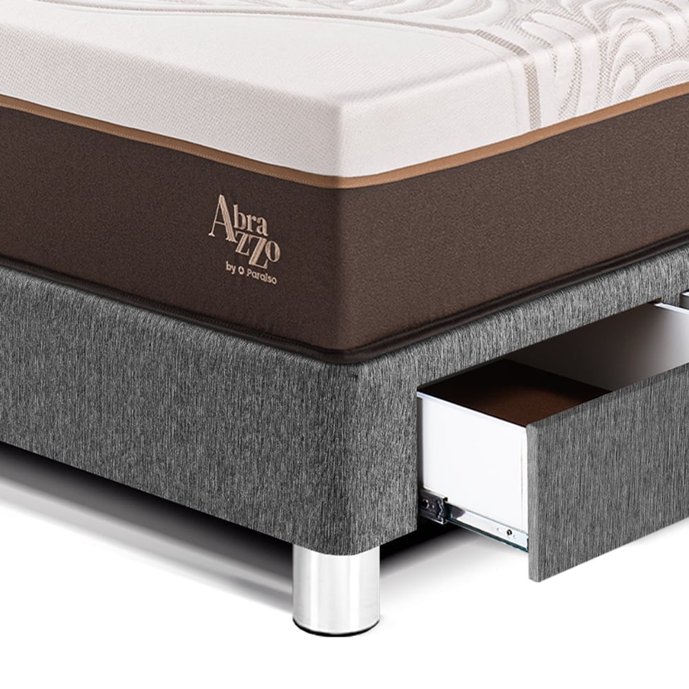 DORMITORIO CON CAJONES PARAÍSO ROYAL ABRAZZO 1.5 PLAZAS GRIS + CABECERA BLOCKS + 1 ALMOHADA VISCOELÁSTICA - 2