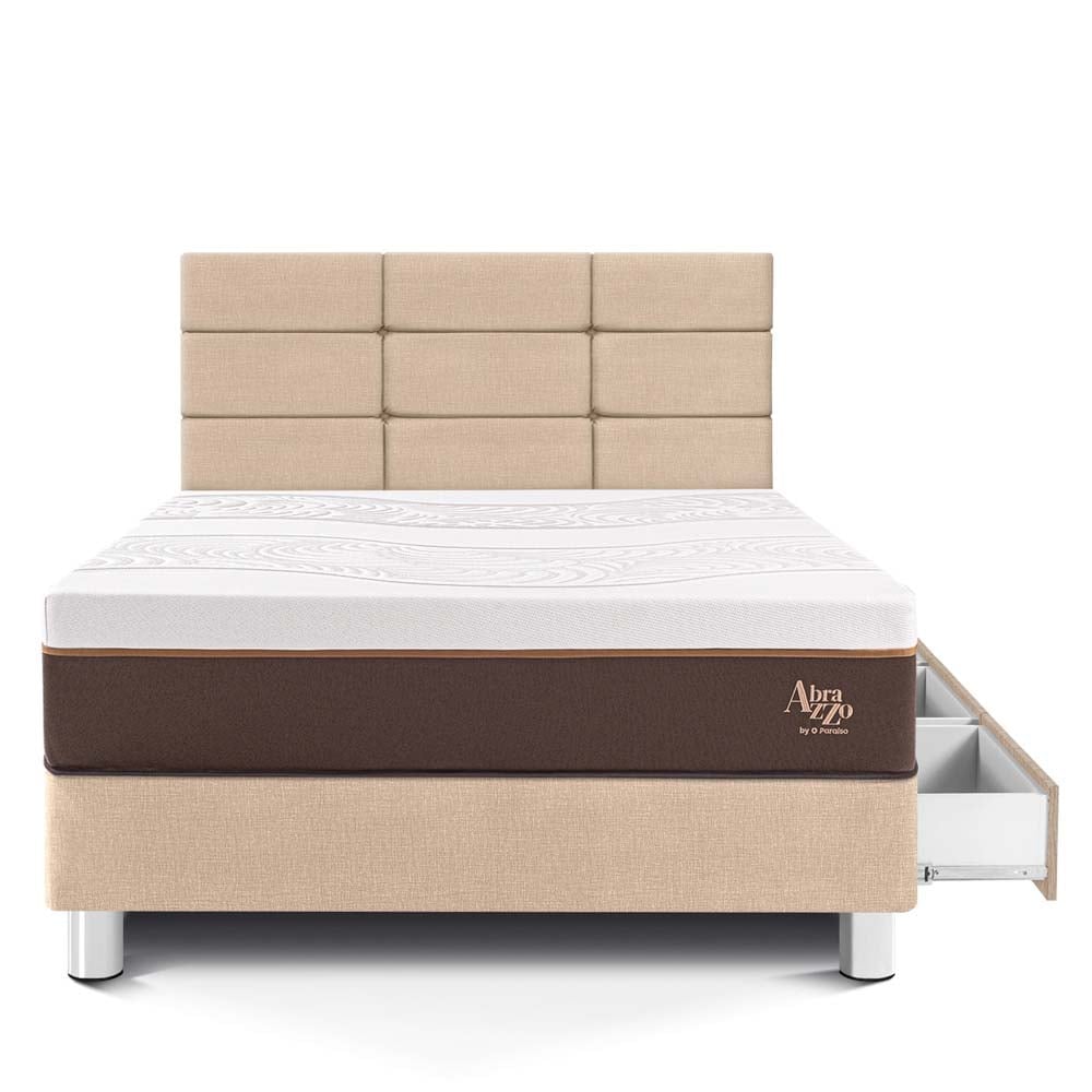 DORMITORIO CON CAJONES PARAÍSO ROYAL ABRAZZO 1.5 PLAZAS CHAMPAGNE + CABECERA BLOCKS + 1 ALMOHADA VISCOELÁSTICA - 3