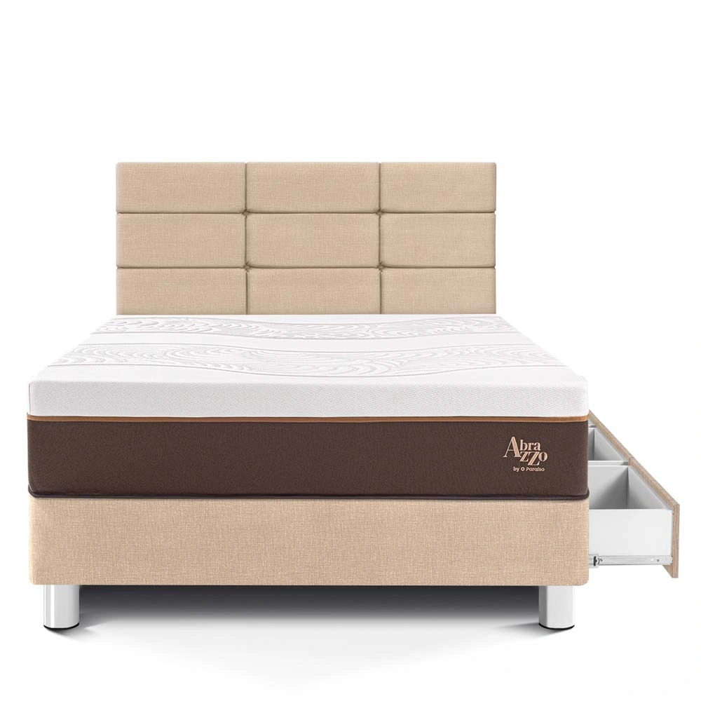 DORMITORIO CON CAJONES PARAÍSO ROYAL ABRAZZO 1.5 PLAZAS CHAMPAGNE + CABECERA BLOCKS + 1 ALMOHADA VISCOELÁSTICA - 3