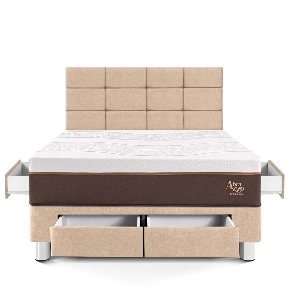 DORMITORIO CON CAJONES PARAÍSO ROYAL ABRAZZO 2 PLAZAS CHAMPAGNE + CABECERA BLOCKS + 2 ALMOHADAS VISCOELÁSTICAS - 3