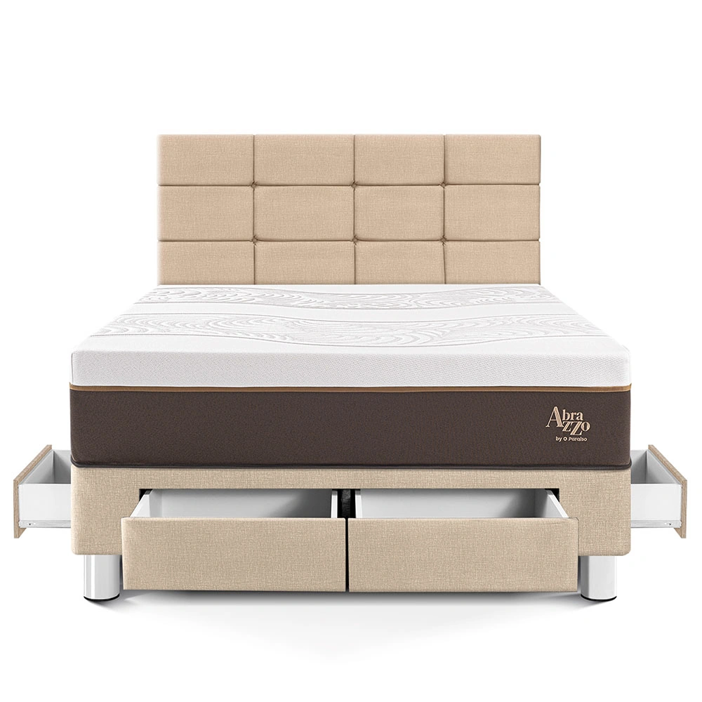 DORMITORIO CON CAJONES PARAÍSO ROYAL ABRAZZO 2 PLAZAS CHAMPAGNE + CABECERA BLOCKS + 2 ALMOHADAS VISCOELÁSTICAS - 3