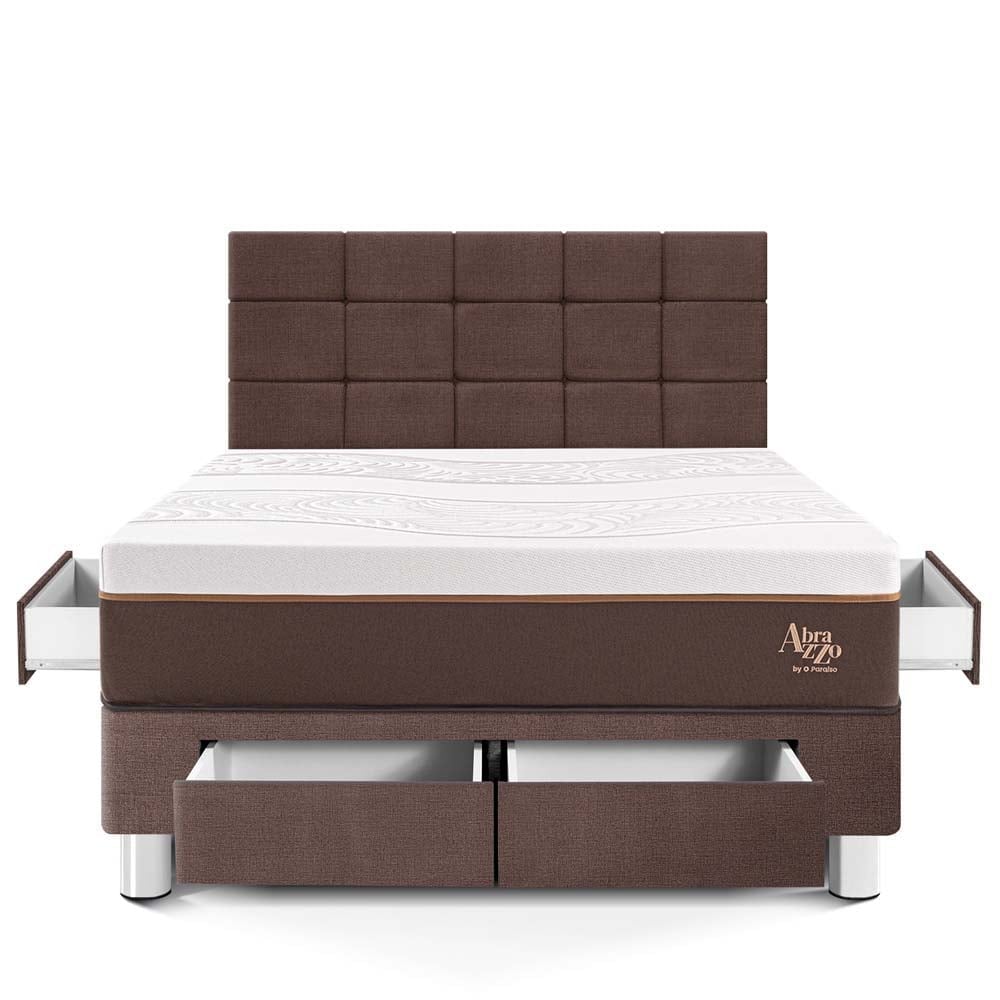 DORMITORIO CON CAJONES PARAÍSO ROYAL ABRAZZO QUEEN CHOCOLATE + CABECERA BLOCKS + 2 ALMOHADAS VISCOELÁSTICAS - 3