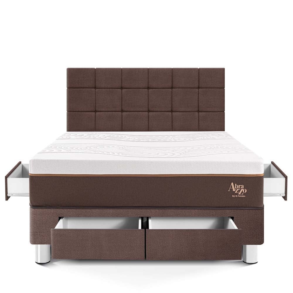 DORMITORIO CON CAJONES PARAÍSO ROYAL ABRAZZO KING CHOCOLATE + CABECERA BLOCKS + 2 ALMOHADAS VISCOELÁSTICAS - 3