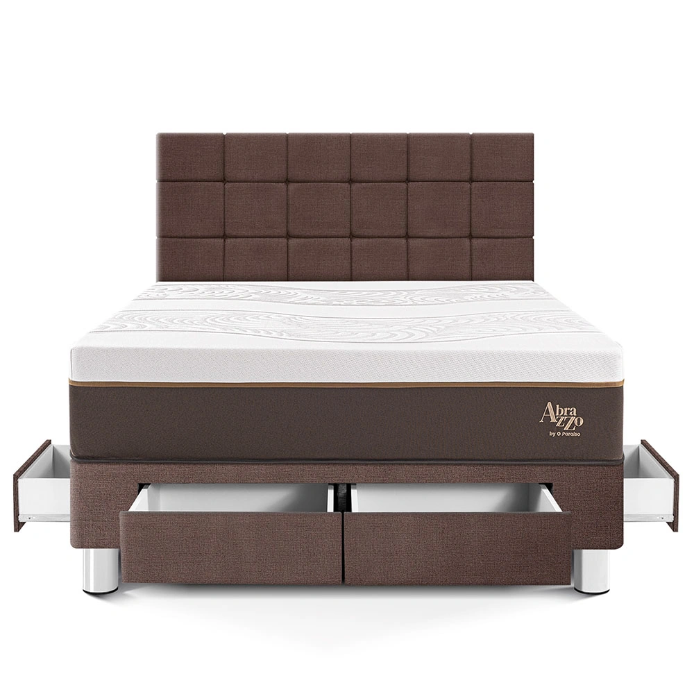 DORMITORIO CON CAJONES PARAÍSO ROYAL ABRAZZO KING CHOCOLATE + CABECERA BLOCKS + 2 ALMOHADAS VISCOELÁSTICAS - 3