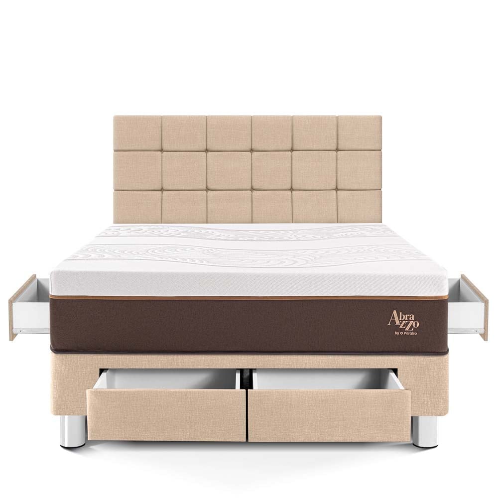 DORMITORIO CON CAJONES PARAÍSO ROYAL ABRAZZO KING CHAMPAGNE + CABECERA BLOCKS + 2 ALMOHADAS VISCOELÁSTICAS - 3