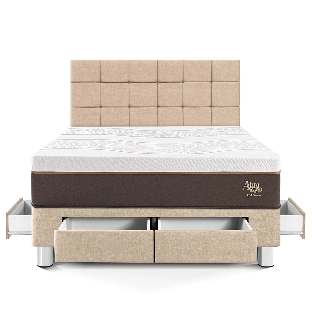 DORMITORIO CON CAJONES PARAÍSO ROYAL ABRAZZO KING CHAMPAGNE + CABECERA BLOCKS + 2 ALMOHADAS VISCOELÁSTICAS - 3