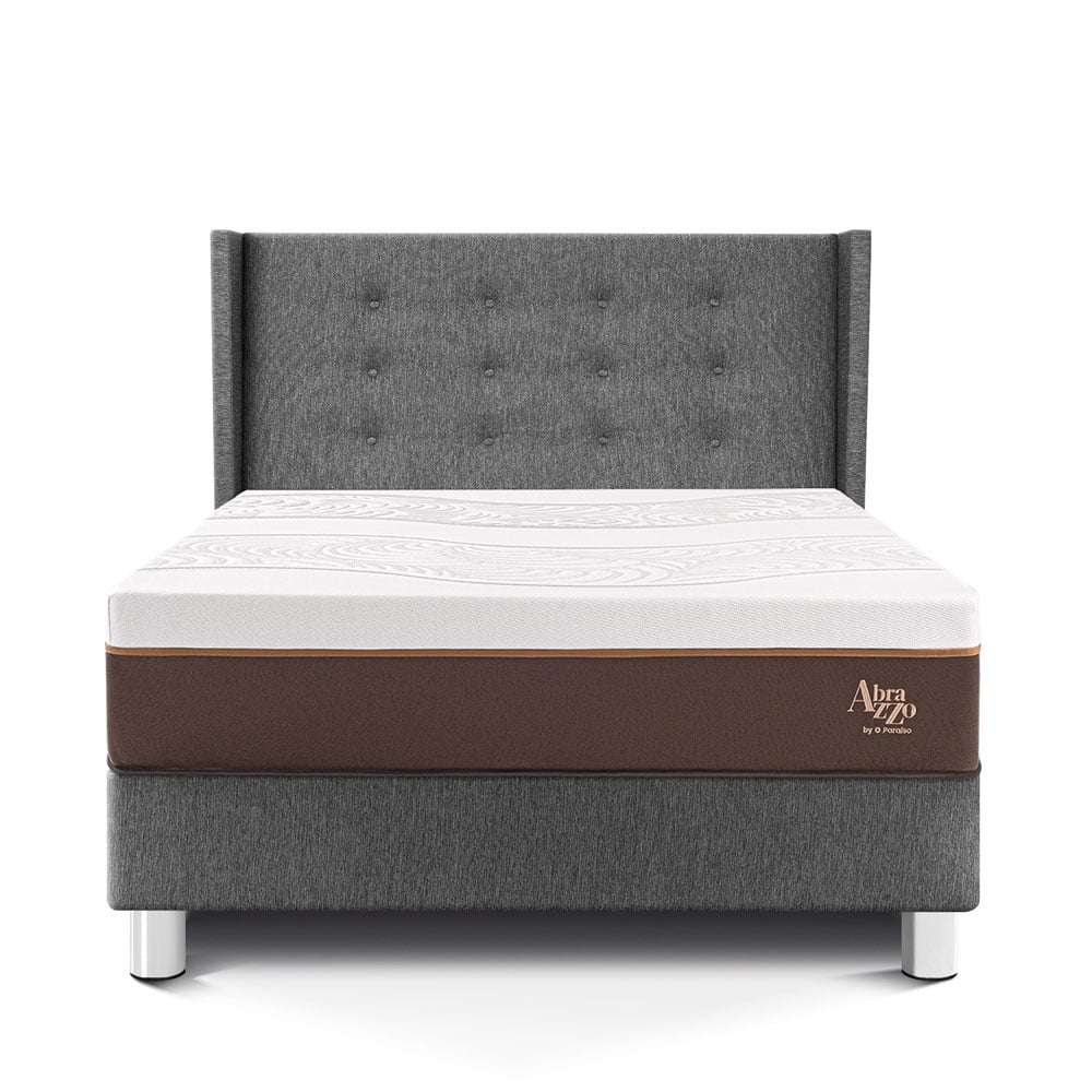 DORMITORIO PARAÍSO ROYAL ABRAZZO 1.5 PLAZAS GRIS + CABECERA GOLD + 1 ALMOHADA VISCOELÁSTICA - 3