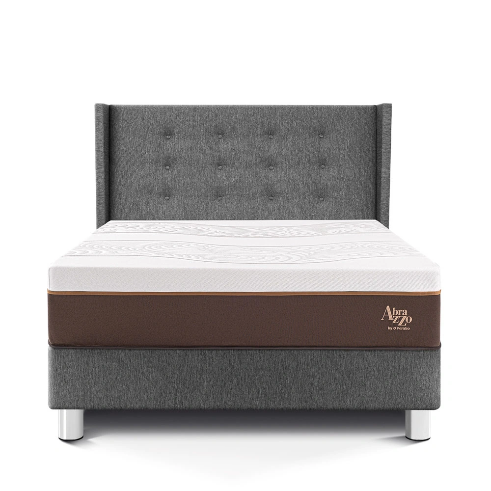 DORMITORIO PARAÍSO ROYAL ABRAZZO 1.5 PLAZAS GRIS + CABECERA GOLD + 1 ALMOHADA VISCOELÁSTICA - 3