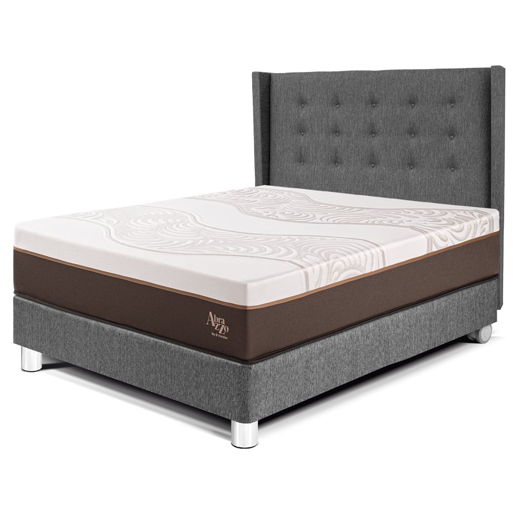 DORMITORIO PARAÍSO ROYAL ABRAZZO 2 PLAZAS GRIS + CABECERA GOLD + 2 ALMOHADAS VISCOELÁSTICAS - 1