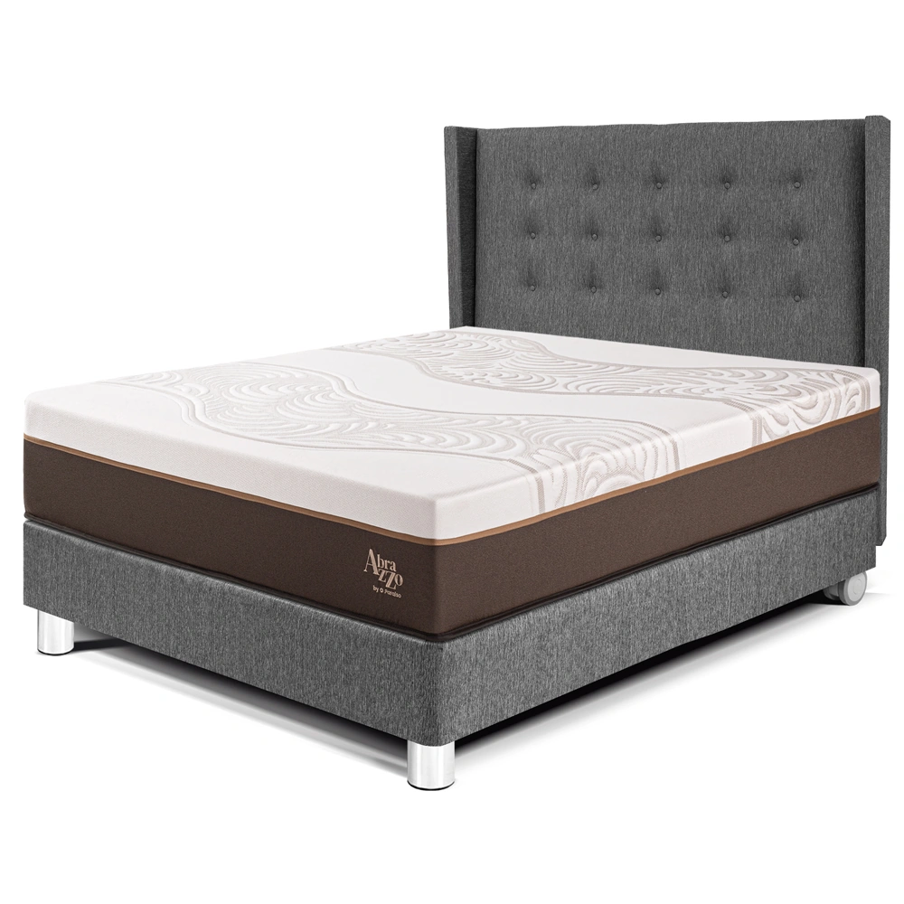 DORMITORIO PARAÍSO ROYAL ABRAZZO 2 PLAZAS GRIS + CABECERA GOLD + 2 ALMOHADAS VISCOELÁSTICAS - 1