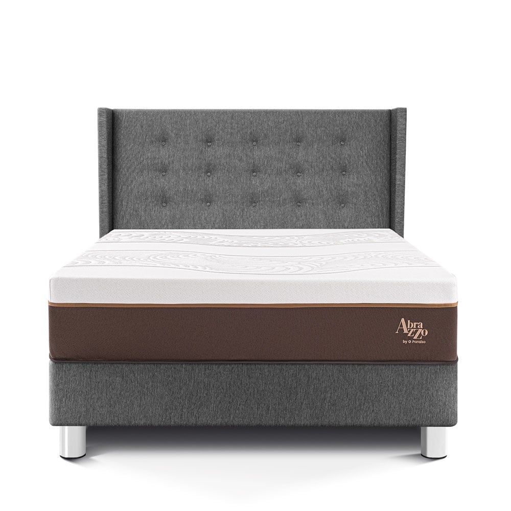 DORMITORIO PARAÍSO ROYAL ABRAZZO 2 PLAZAS GRIS + CABECERA GOLD + 2 ALMOHADAS VISCOELÁSTICAS - 3