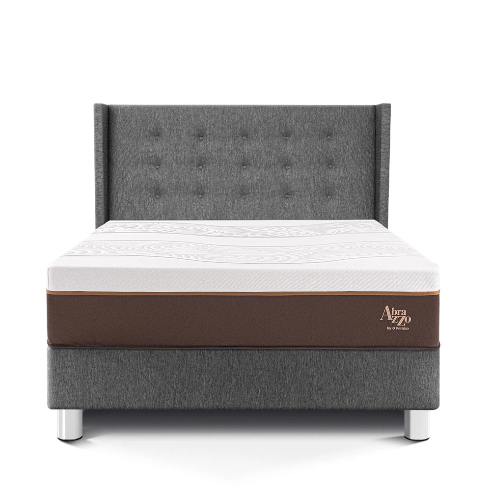 DORMITORIO PARAÍSO ROYAL ABRAZZO 2 PLAZAS GRIS + CABECERA GOLD + 2 ALMOHADAS VISCOELÁSTICAS - 3