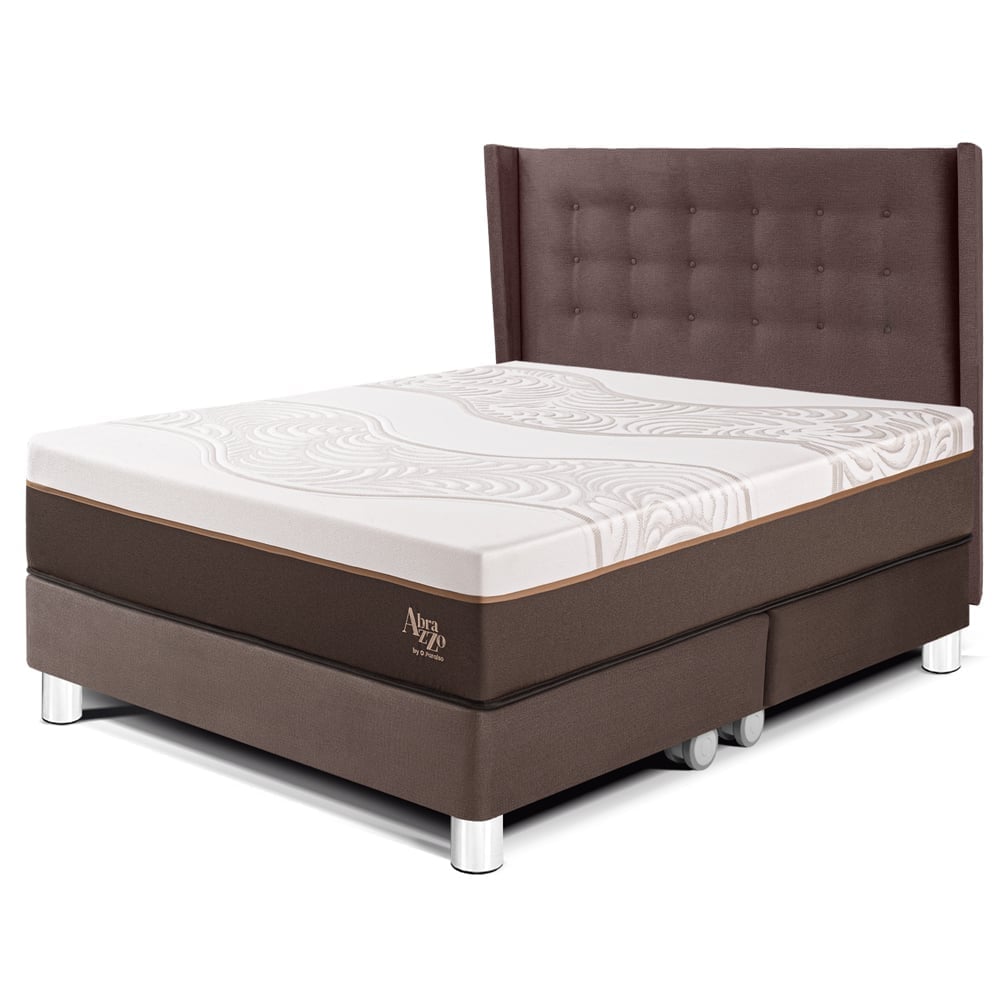DORMITORIO PARAÍSO ROYAL ABRAZZO QUEEN CHOCOLATE + CABECERA GOLD + 2 ALMOHADAS VISCOELÁSTICAS - 1