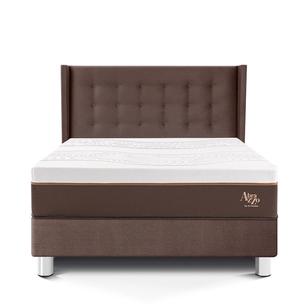 DORMITORIO PARAÍSO ROYAL ABRAZZO QUEEN CHOCOLATE + CABECERA GOLD + 2 ALMOHADAS VISCOELÁSTICAS - 3