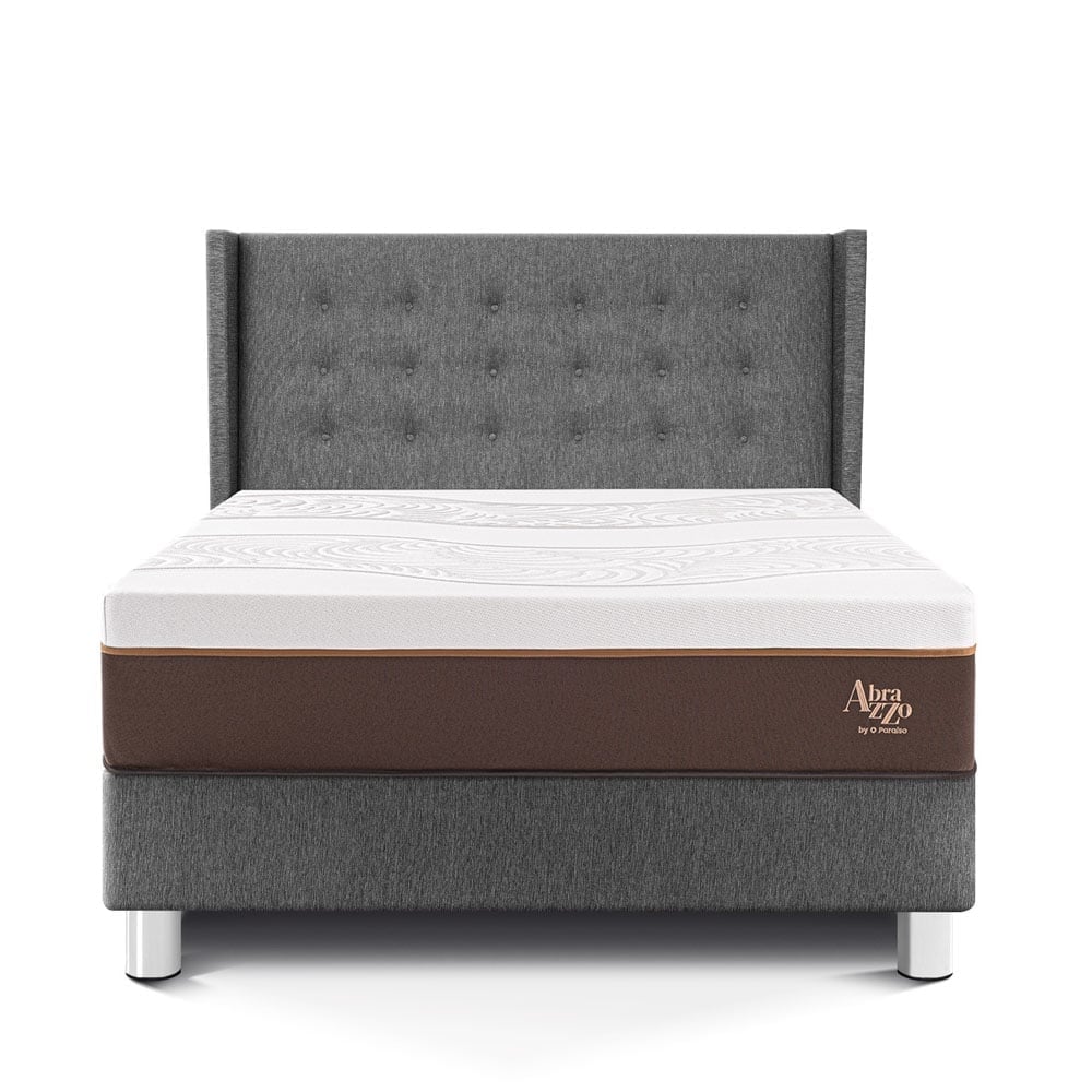 DORMITORIO PARAÍSO ROYAL ABRAZZO QUEEN GRIS + CABECERA GOLD + 2 ALMOHADAS VISCOELÁSTICAS - 3