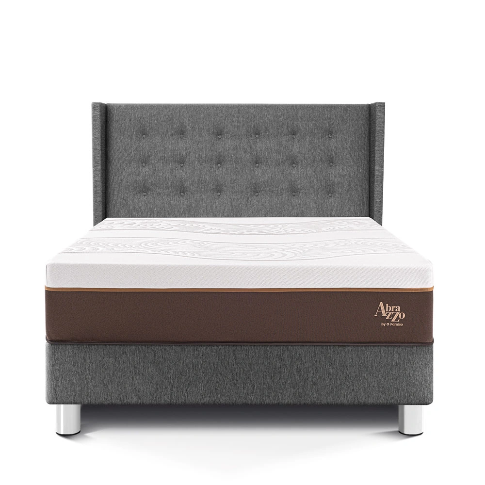 DORMITORIO PARAÍSO ROYAL ABRAZZO QUEEN GRIS + CABECERA GOLD + 2 ALMOHADAS VISCOELÁSTICAS - 3