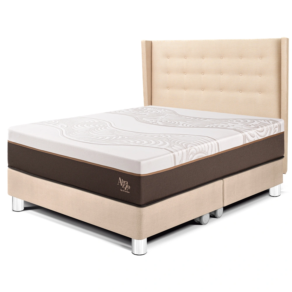 DORMITORIO PARAÍSO ROYAL ABRAZZO QUEEN CHAMPAGNE + CABECERA GOLD + 2 ALMOHADAS VISCOELÁSTICAS - 1