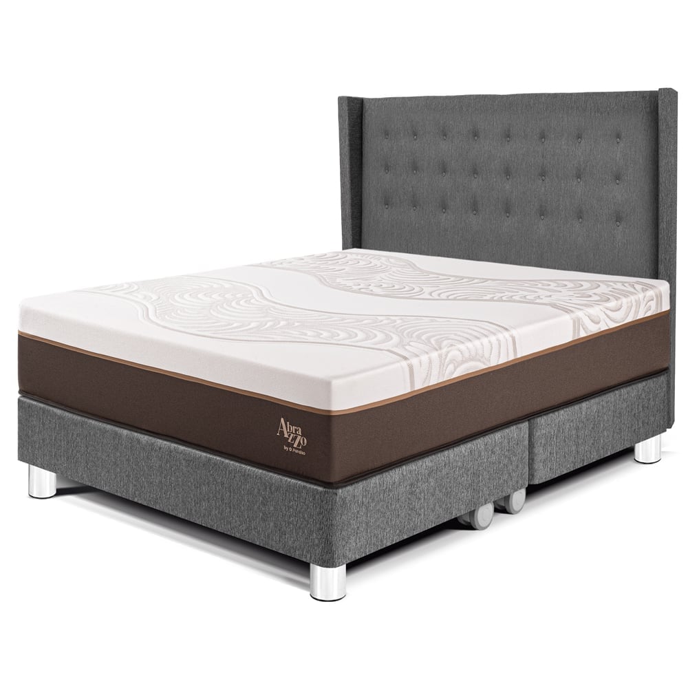 DORMITORIO PARAÍSO ROYAL ABRAZZO KING GRIS + CABECERA GOLD + 2 ALMOHADAS VISCOELÁSTICAS - 1